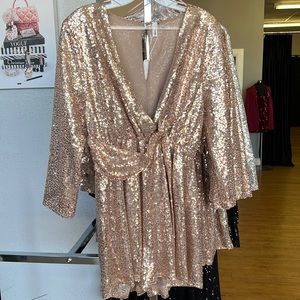 Glam so small rose gold one piece shorts bottom waist tie